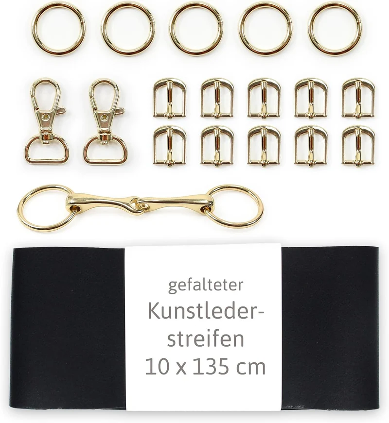 Hobby Horse Trensen Set ◆GOLD EDITION◆: DIY Materialset mit schwarzem Leder (ohne Anleitung)