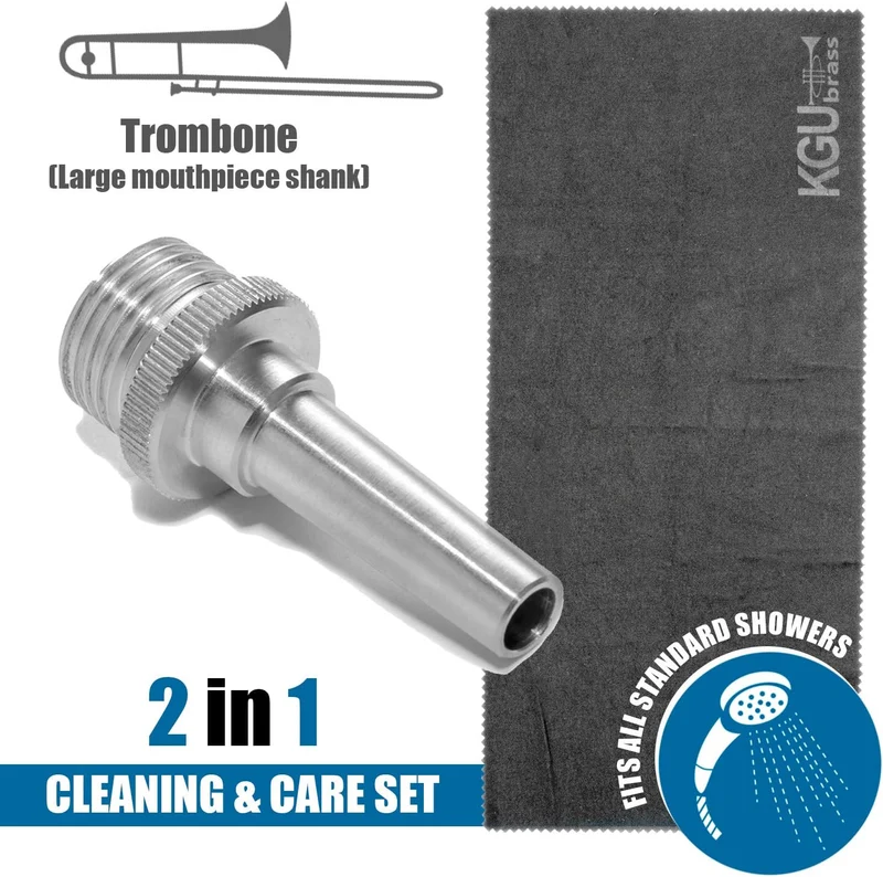 2-in-1-Set: KGUBrass Reinigungs- und Pflege-Set für Blechblasinstrumente. Trombone (large mouthpiece