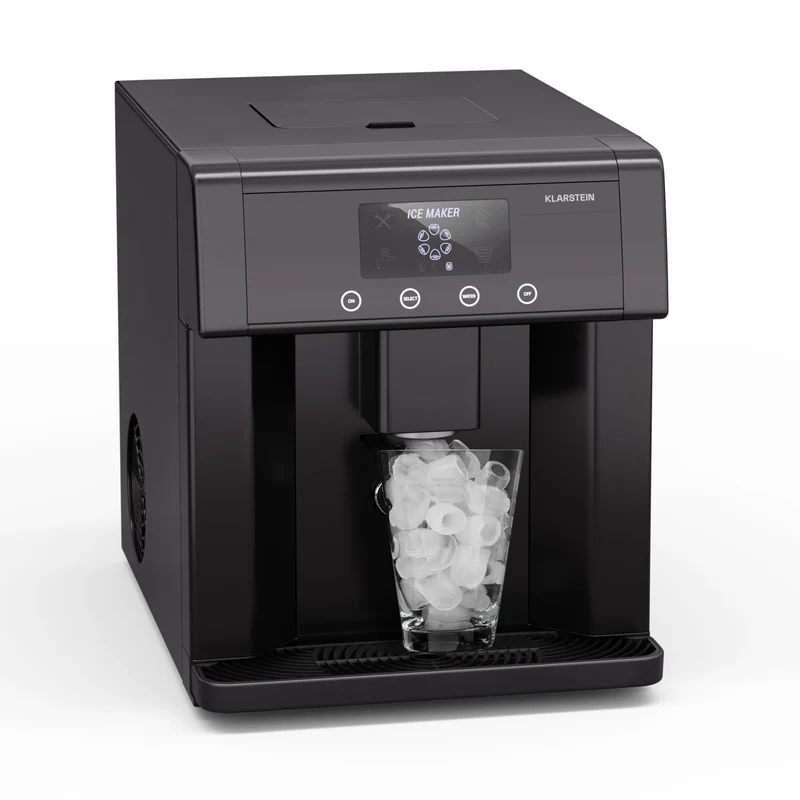 Klarstein Eiswürfelmaschine – Edelstahl-Eiswürfelbereiter, 3 Eiswürfelgrössen, 15 kg/24 h, Touch-Dis