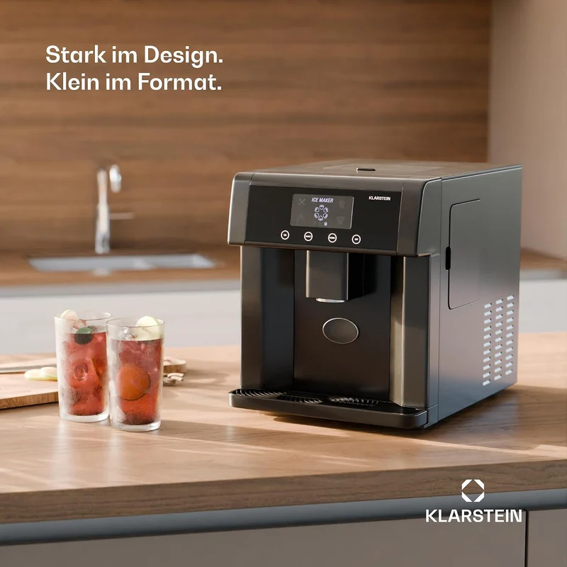 Klarstein Eiswürfelmaschine – Edelstahl-Eiswürfelbereiter, 3 Eiswürfelgrössen, 15 kg/24 h, Touch-Dis