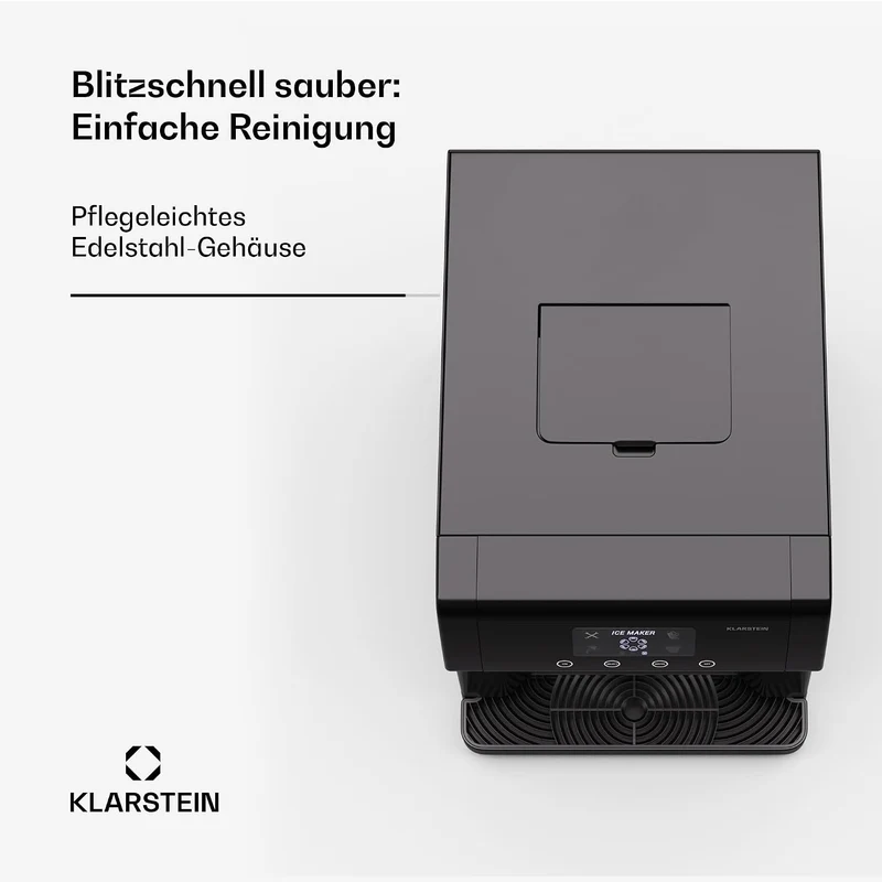 Klarstein Eiswürfelmaschine – Edelstahl-Eiswürfelbereiter, 3 Eiswürfelgrössen, 15 kg/24 h, Touch-Dis