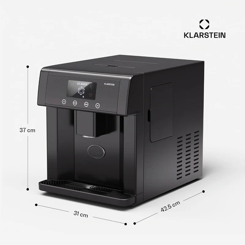 Klarstein Eiswürfelmaschine – Edelstahl-Eiswürfelbereiter, 3 Eiswürfelgrössen, 15 kg/24 h, Touch-Dis
