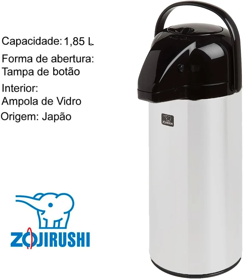 Zojirushi Airpot Isolierkanne aus Edelstahl mit Innenflasche aus Glas, 1,9 l