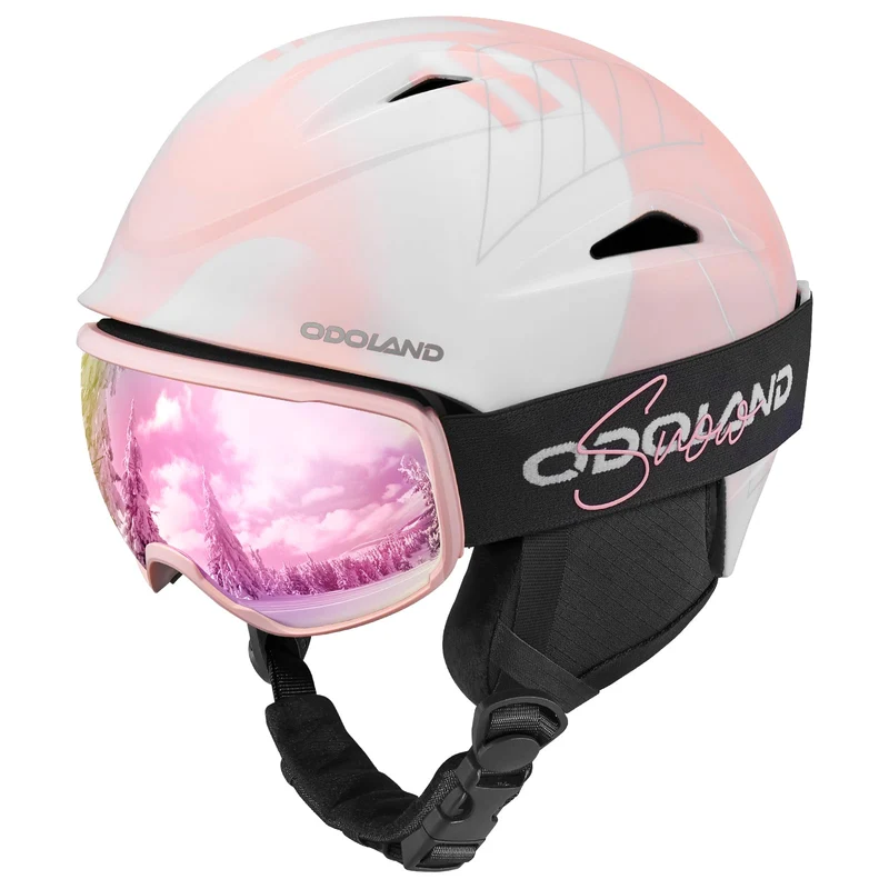 Odoland Skihelm mit Skibrille für Skifahren und Snowboard, Einstellbare Grössenverstellbar, mit Ohre