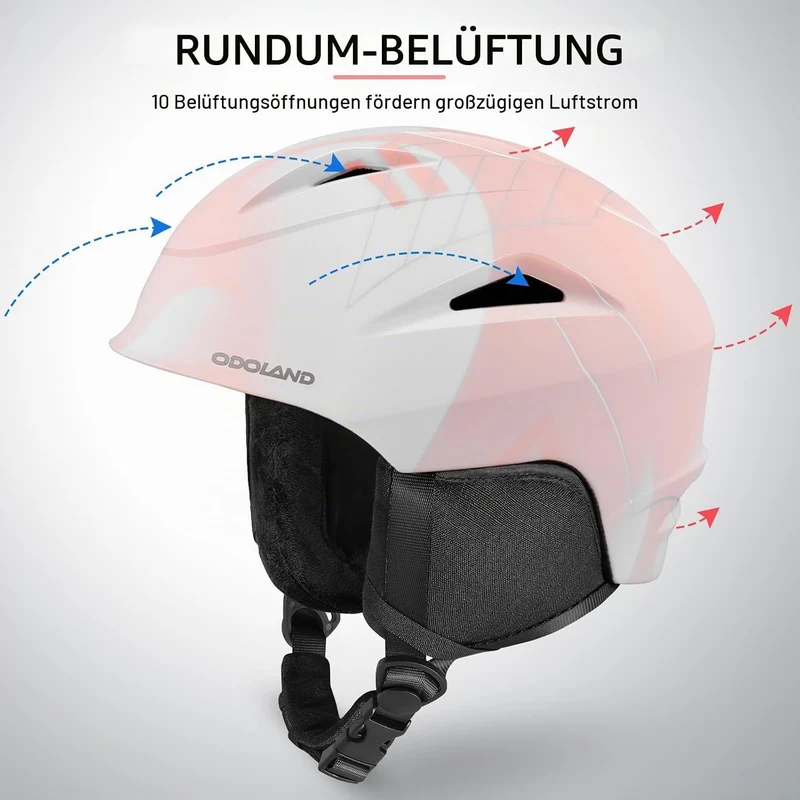 Odoland Skihelm mit Skibrille für Skifahren und Snowboard, Einstellbare Grössenverstellbar, mit Ohre