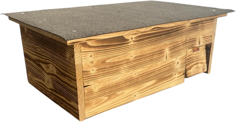 Generisch Igelhaus mit Rattenklappe, 60x40x23 cm, Geflammt mit Dachpappe und Isolierung, Handgeferti
