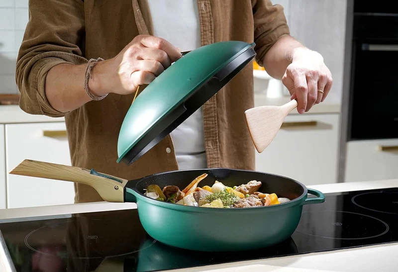 COOKUT - Die fabelhafte 8-in-1-Pfanne – 24 cm – ein einziges Utensil, das Pfanne, Topf, Schmortopf e