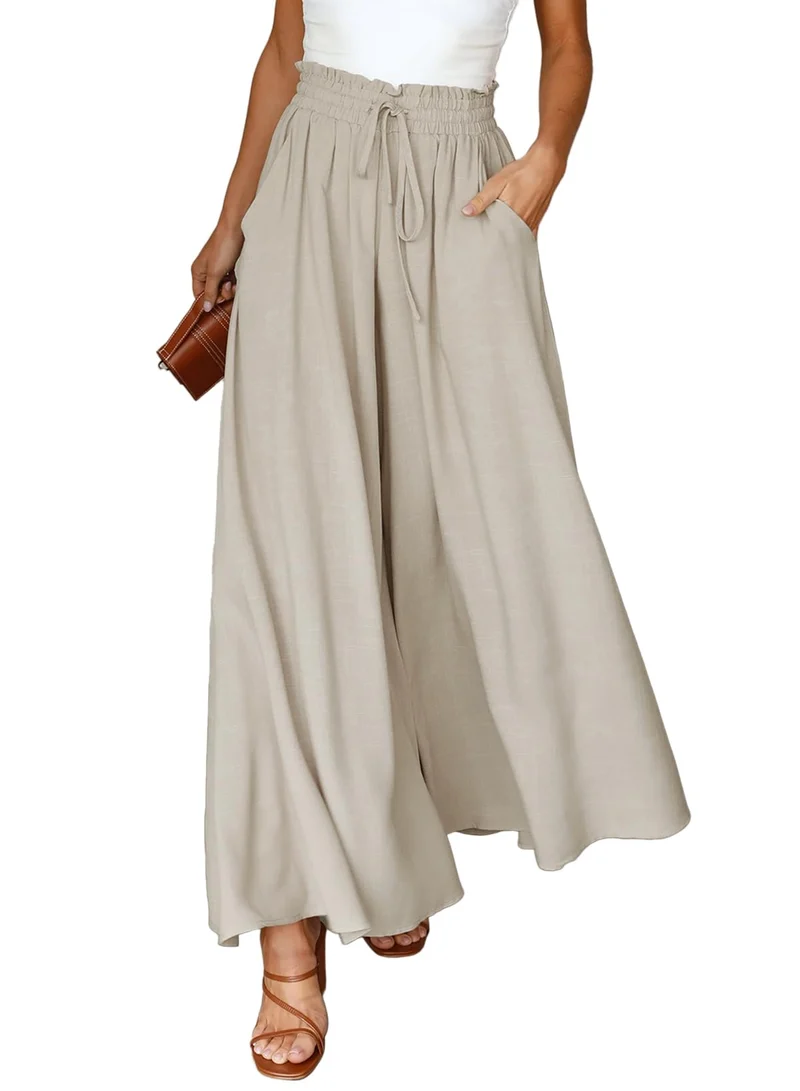 Dokotoo Sommerhose Damen Leicht Palazzo Hose Elegant Sommer High Waist Baggy Freizeithose Baumwolle