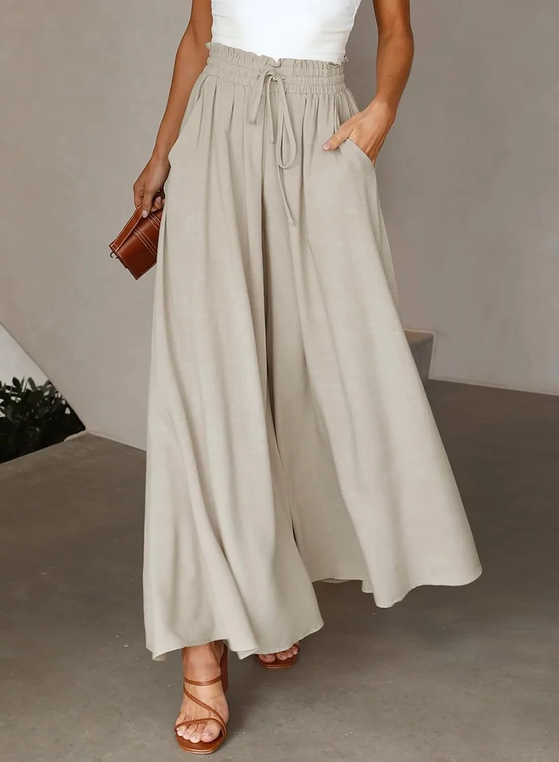 Dokotoo Sommerhose Damen Leicht Palazzo Hose Elegant Sommer High Waist Baggy Freizeithose Baumwolle