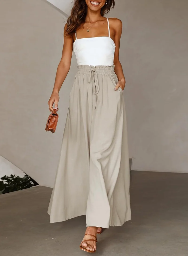 Dokotoo Sommerhose Damen Leicht Palazzo Hose Elegant Sommer High Waist Baggy Freizeithose Baumwolle