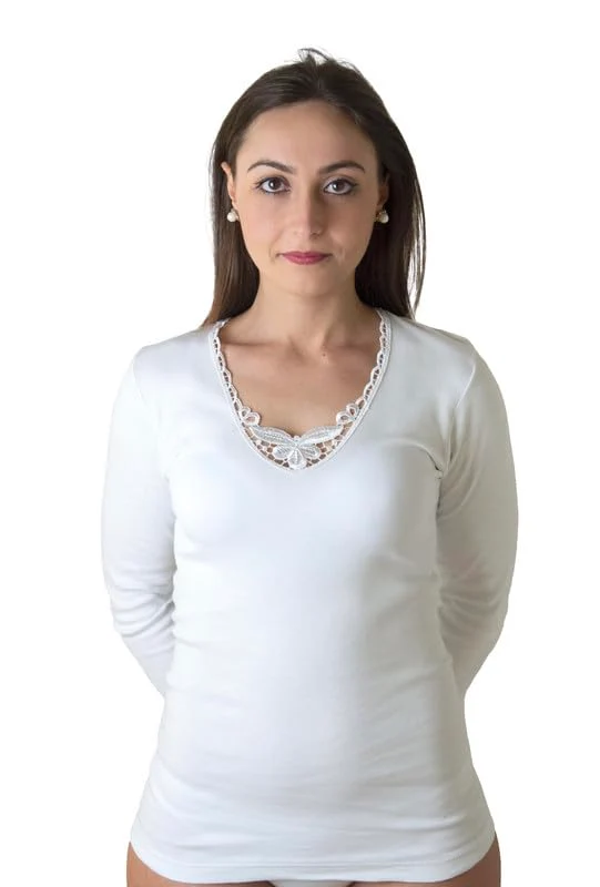 New Day intimo eccezionale Made in Italy- 3 Underwear Shirt in Warmer Cotton with Long Sleeve for Wo