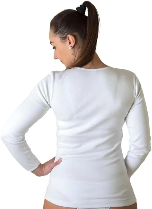 New Day intimo eccezionale Made in Italy- 3 Underwear Shirt in Warmer Cotton with Long Sleeve for Wo
