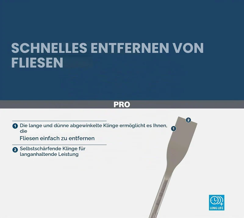 Bosch 1x PRO SDS max-5C Fliesenmeissel (für Fliesen, Fliesen, Ø mm, Professional Zubehör Bohrhammer,