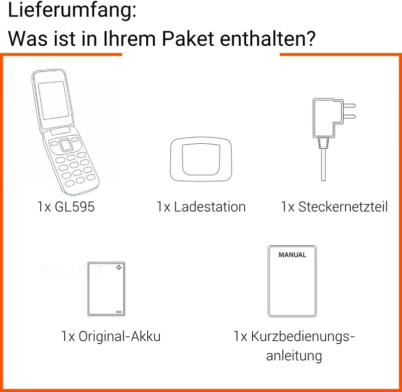 Gigaset GL595 Flip-Mobiltelefon – einfache Bedienung für Senioren, grosse Tasten & SOS-Notruftaste –