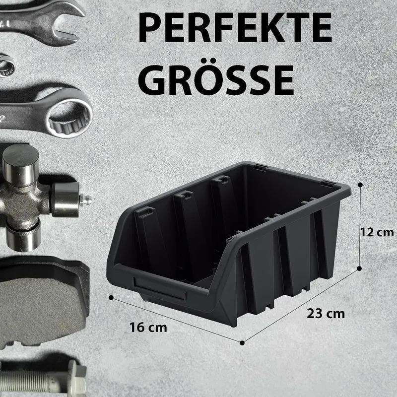 Werkstatt-Stapelkiste, Stapelbox aus PP Kunststoff, Sichtbox Stapelbox, Lagerboxen für Werkzeugswand