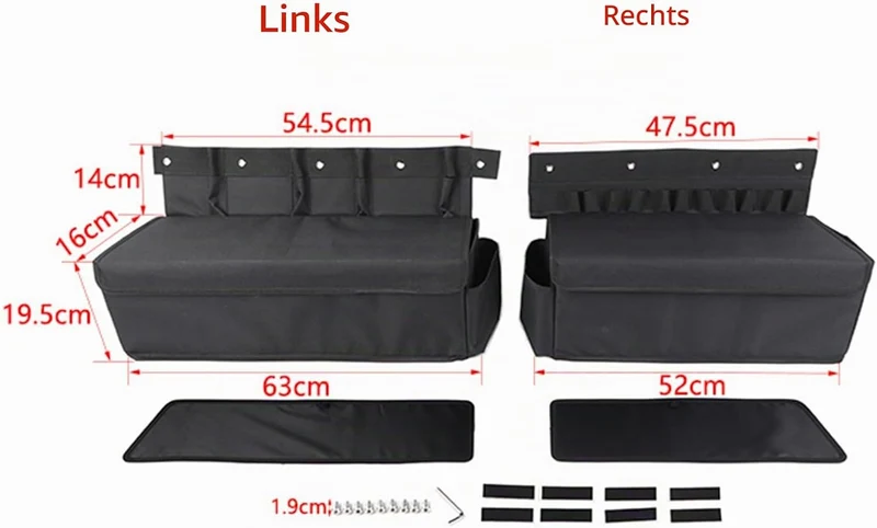 Auto Seiten Kofferraum-Organizer, Heckklappe Ablagebox für Suzuki Jimny JB64 JB74 2019-2024 (Oxford-