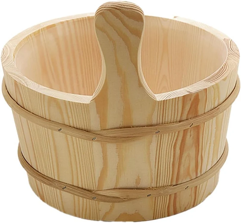 Sauna Eimer Mit Kelle, 4 L Sauna Eimer Holz Set, Saunaeimer Mit Innenauskleidung, Saunakübel Mit PP-