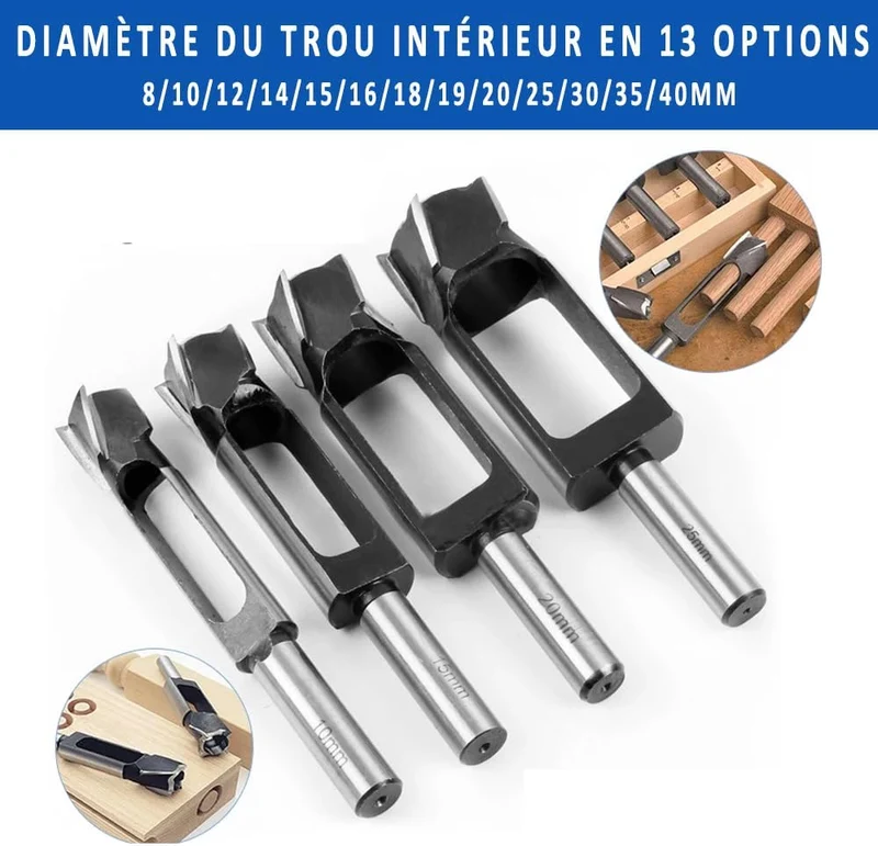 Tiefer Zapfenbohrer für Tischlerarbeiten Ø 8mm 10mm 12mm 14mm 15mm 16mm 18mm 19mm 20mm 25mm 30mm 35m