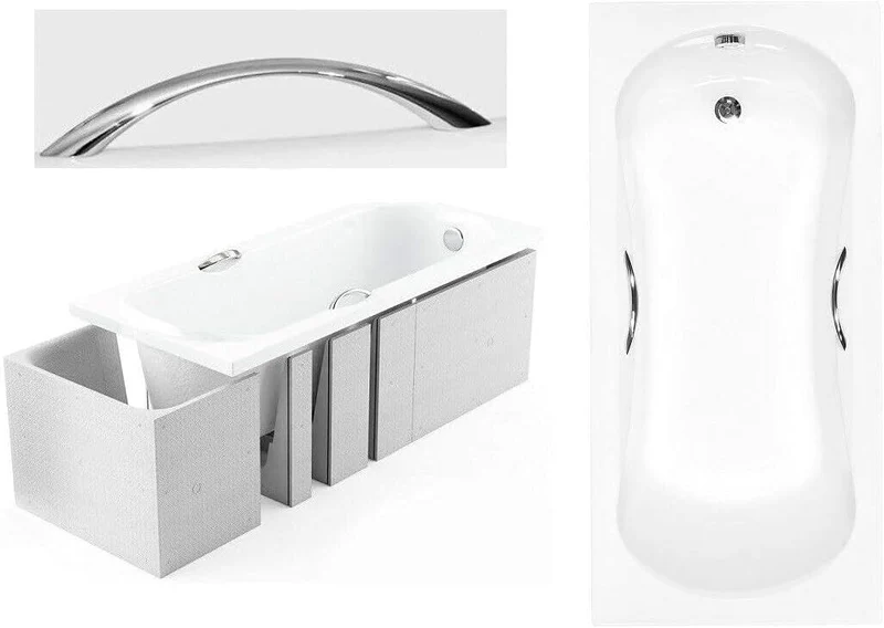 BADLAND Badewanne Original Weiss Acryl Wanne Rechteck ARIA PLUS 170x70 KOMPLETTSET SET mit Premium W