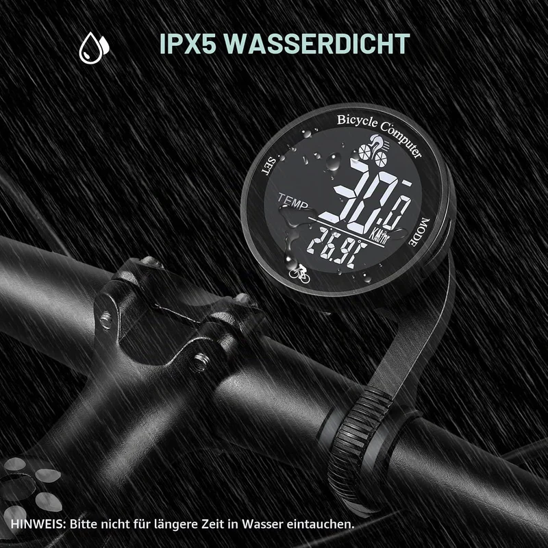 ACAGALA Fahrradcomputer Drahtloser 21 Funktionen IPX5 Wasserdichter Fahrrad-Kilometerzähler Multifun