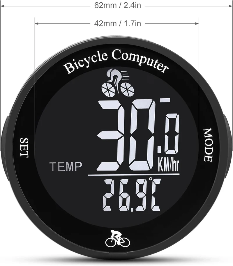 ACAGALA Fahrradcomputer Drahtloser 21 Funktionen IPX5 Wasserdichter Fahrrad-Kilometerzähler Multifun