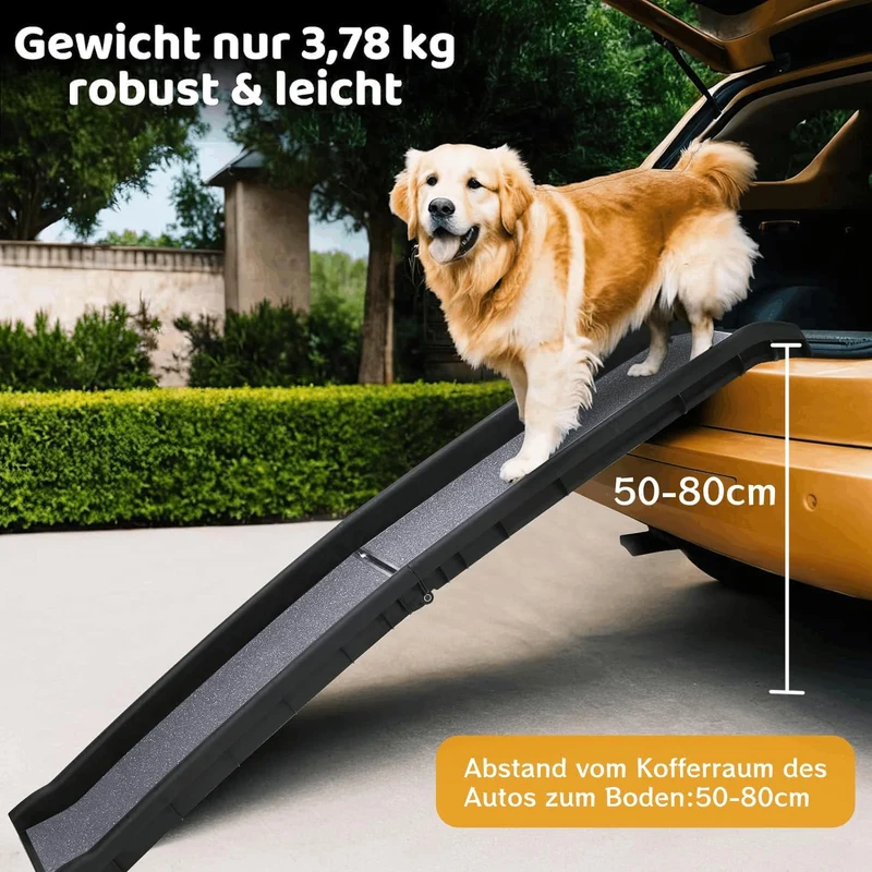 MAMIZO Hunderampe Klappbar, Hundetreppe Auto, 90 kg Tragfähigkeit,für Grosse & Kleine Tiere, Kofferr
