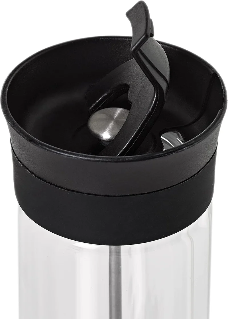 AdHoc TT25 French Press Becher THERMO-GLASS, 300 ml (ohne Kaffee), Glas/Edelstahl/Kunststoff/Silikon