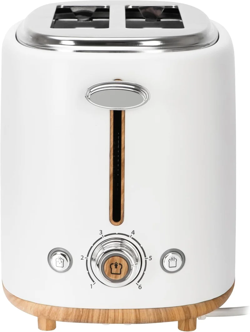 Adler Toaster Weiss für 2 Scheiben – Perfekt knuspriger Toast dank 6 Stufen & Brötchenaufsatz | Mit