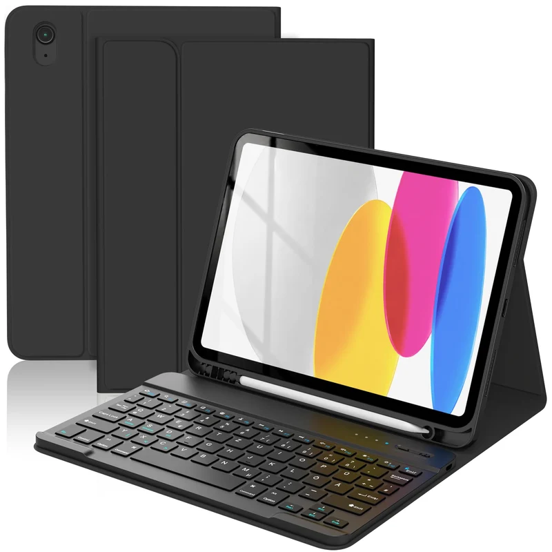 TQQ Hülle mit Tastatur für iPad A16 11 Generation 2025/10 Generation 2022(11/10.9 Zoll), Abnehmbare
