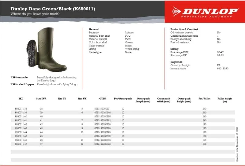 DUNLOP Herren K680 Constuction Boot 39 EU 08 Groen, 39 EU 08 Groen