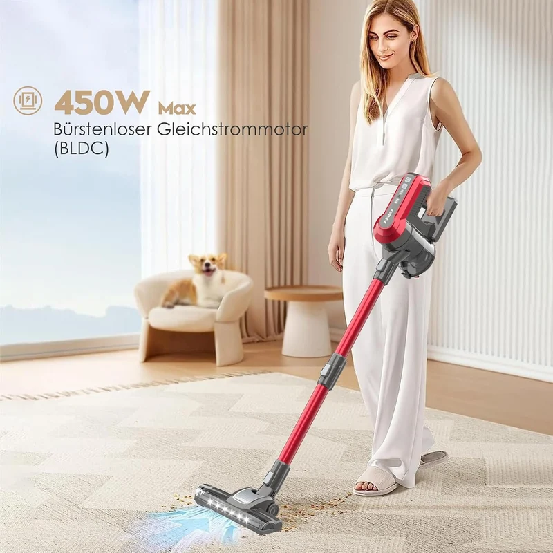 Akitas V10 Kabelloser Staubsauger 30V 450W Bis zu 50 Minuten Laufzeit 3 Saugstufen Hand- und Stielst