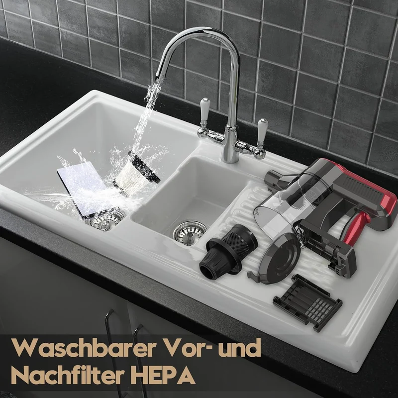 Akitas V10 Kabelloser Staubsauger 30V 450W Bis zu 50 Minuten Laufzeit 3 Saugstufen Hand- und Stielst
