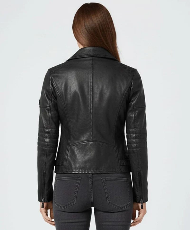 Blueorn Heeda Damen Lederjacke Übergangsjacke aus feinstem Lammnappa Leder - Modernen Bikerjacke Ech