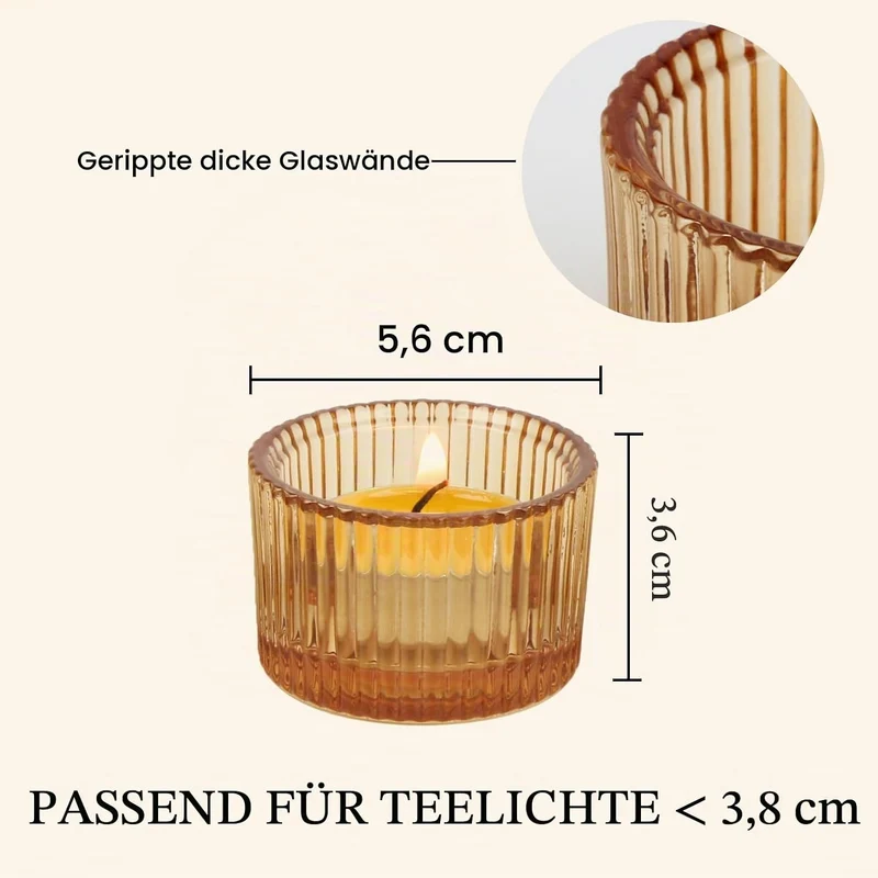HofferRuffer Teelichthalter, 12 Stück, Glas-Teelichthalter für Abendessen, Hochzeit, Party, Weihnach