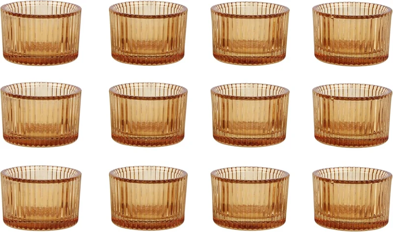 HofferRuffer Teelichthalter, 12 Stück, Glas-Teelichthalter für Abendessen, Hochzeit, Party, Weihnach