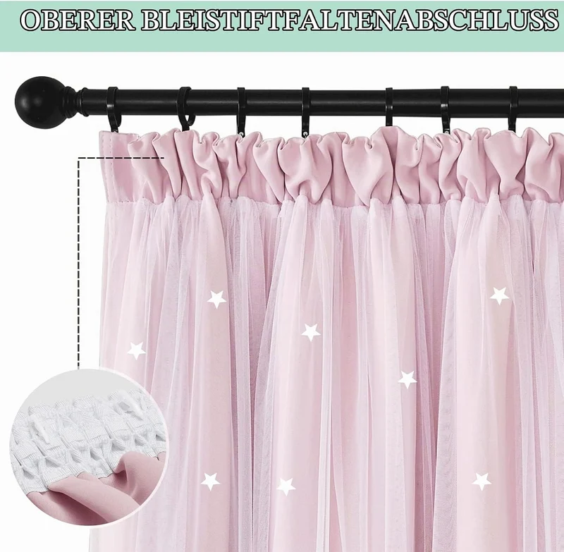 NICETOWN Verdunklungsvorhänge Kinderzimmer H 240 x B 132 cm 2er Set Kräuselband Gardinen Kinderzimme