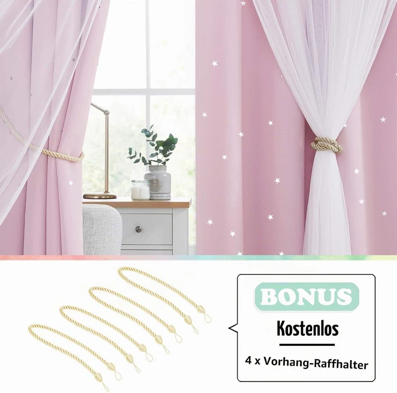 NICETOWN Verdunklungsvorhänge Kinderzimmer H 240 x B 132 cm 2er Set Kräuselband Gardinen Kinderzimme