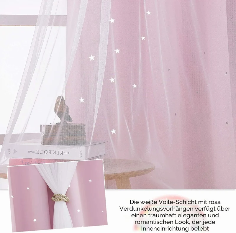 NICETOWN Verdunklungsvorhänge Kinderzimmer H 240 x B 132 cm 2er Set Kräuselband Gardinen Kinderzimme
