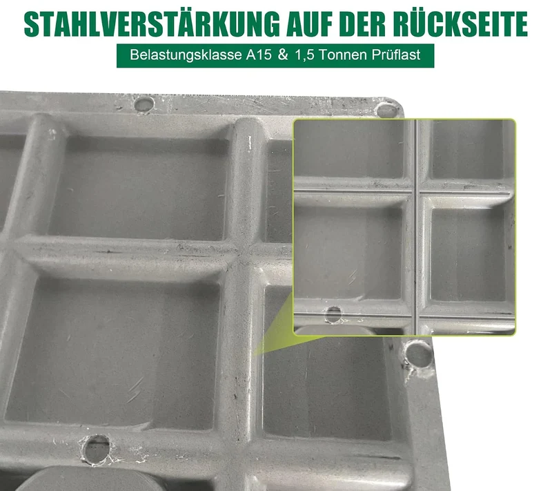 Schachtabdeckung mit Rahmen 300x300 mm GFK A15 Schachtdeckel mit Griff Kanaldeckel Inspektionsschach