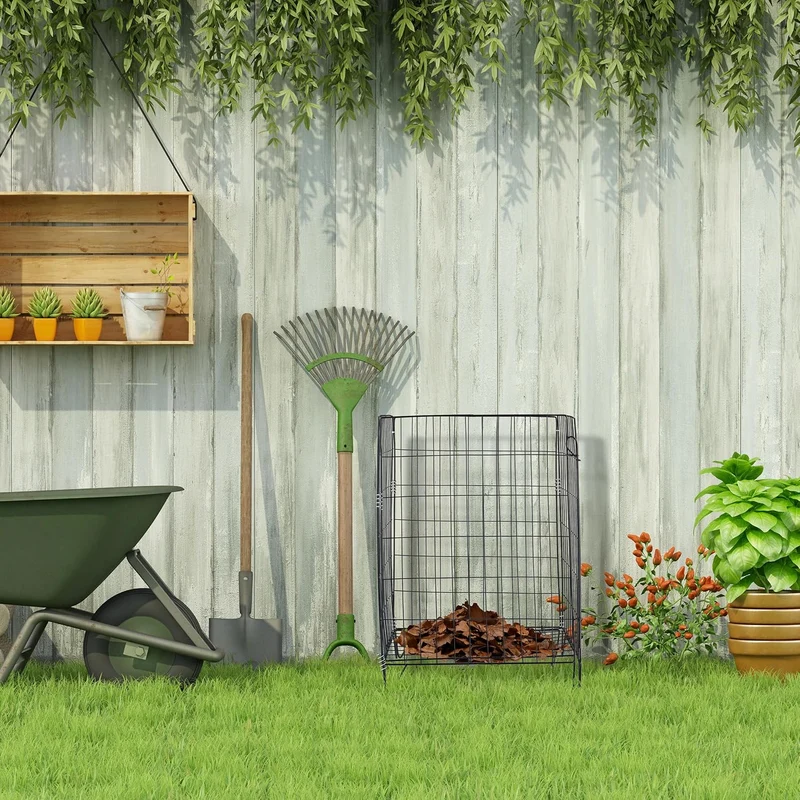Relaxdays Komposter Metall, Bodengitter und Füsse, HBT: 68 x 46 x 46 cm, für Gartenabfall, Kompostgi