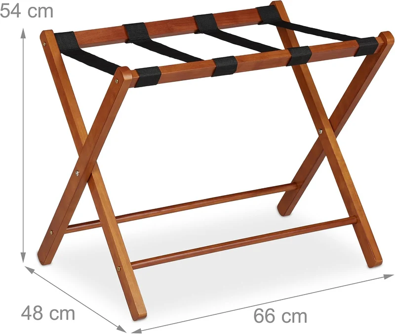 Relaxdays Kofferständer Holz, 2er Set, klappbare Gepäckablage, HxBxT: 54 x 66 x 48 cm, Kofferaufbewa