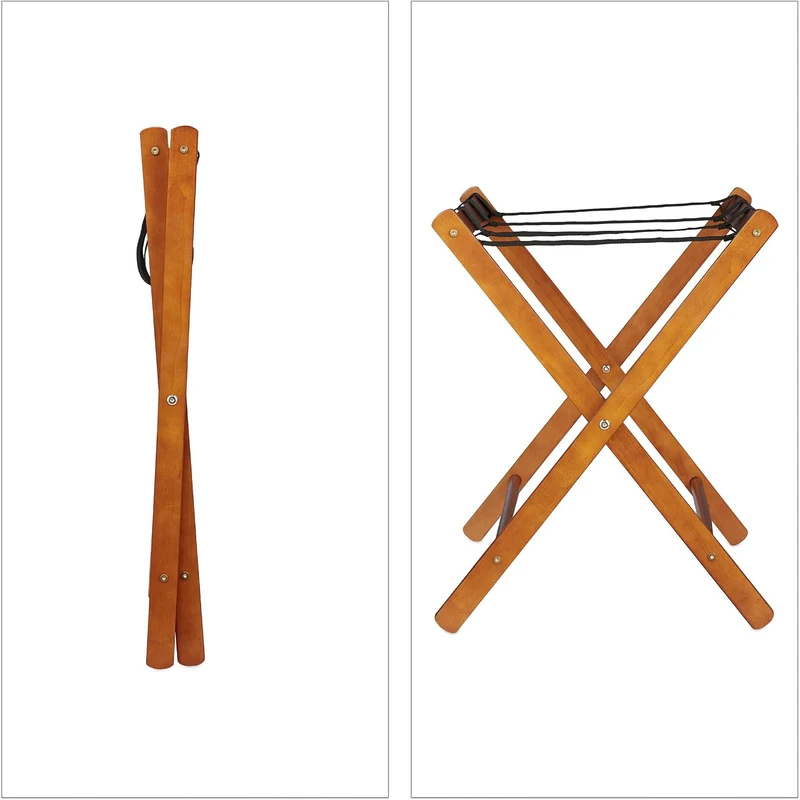 Relaxdays Kofferständer Holz, 2er Set, klappbare Gepäckablage, HxBxT: 54 x 66 x 48 cm, Kofferaufbewa