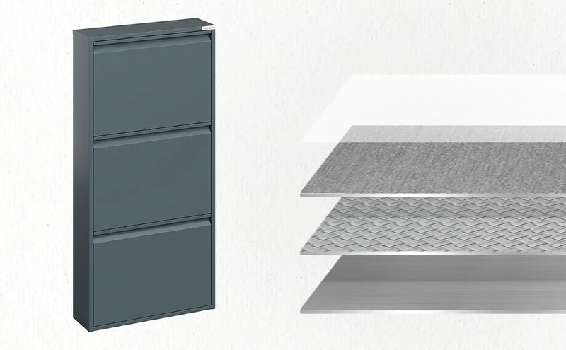 VEEHAUS Schuhregal, schmal, hoch, Schuhschrank, mit magnetischem Deckel, Wandmontage, aus Metall (Gr