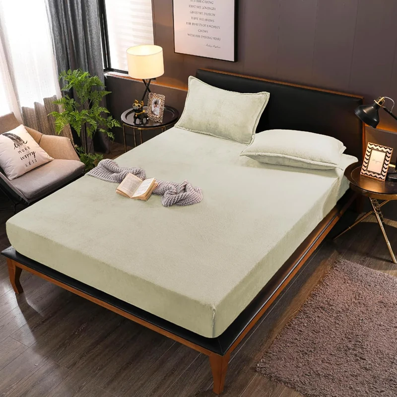 Flauschige Plüsch Spannbettlaken 100x200cm Beige Weiss Fleece Flanell Cashmere Touch Spannbetttuch W