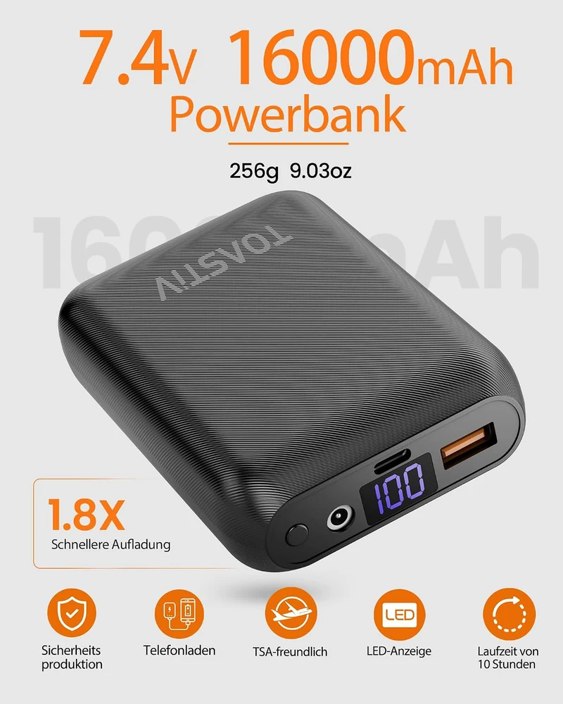 Toastiv Beheizbare Weste, Heizweste Damen mit Powerbank 7.4V 16000mAh Wärmeweste mit 8 Heizzonen, Ei