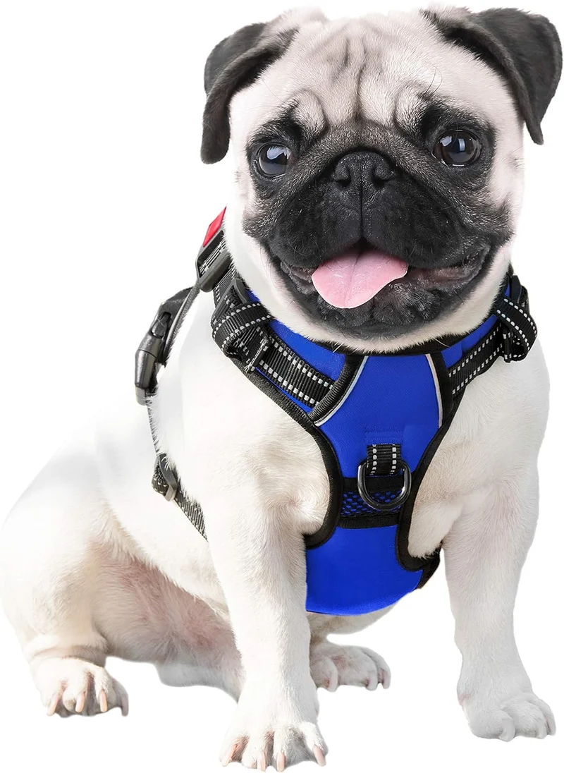 PHOEPET Anti-Zieh-Hundegeschirr, reflektierend, verstellbar, mit Clip an der Vorderseite, Weste mit