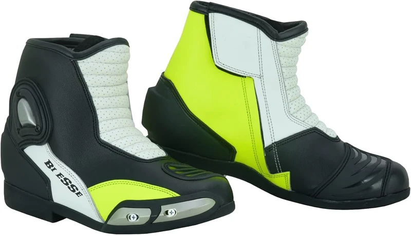 BI ESSE Motorradschuhe Stiefel aus perforiertem Leder mit Slider 44 EU Neon, 44 EU Neon