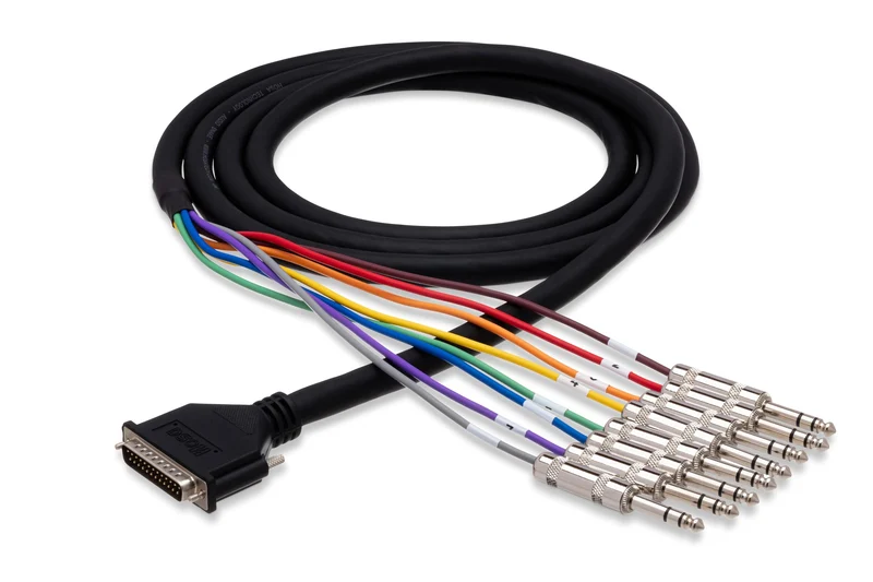 Hosa DTP-804, standard Multicore Kabel, 1 DB25 Stecker an 8 symmetrischen Klinkenstecker, 4m Länge,