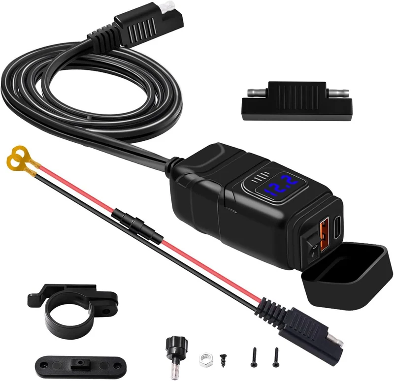 Motorrad USB Ladebuchse Wasserdicht mit Schalter, PD3.0 30W & QC3.0 18WUSB Motorrad Steckdose, Auto