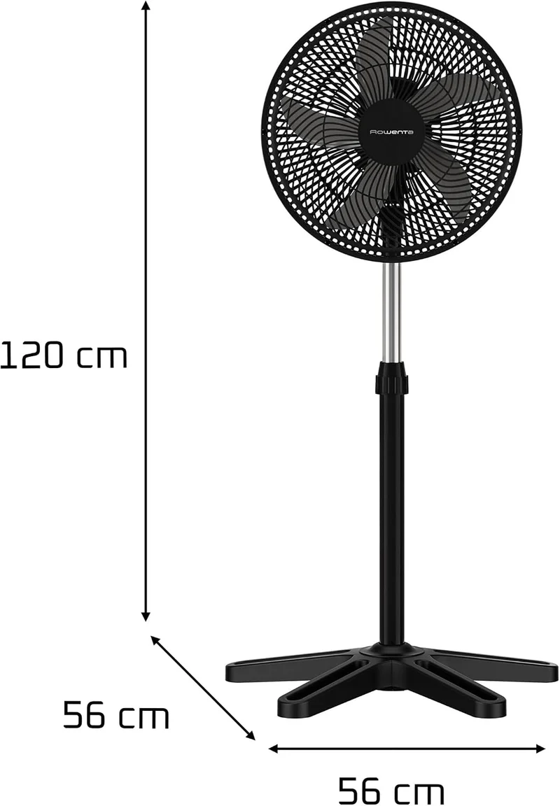Rowenta Turbo Essential Standventilator, Schwarz, VU3110F3 51 db/ 3 Geschwindigkeitsstufen Schwarz,